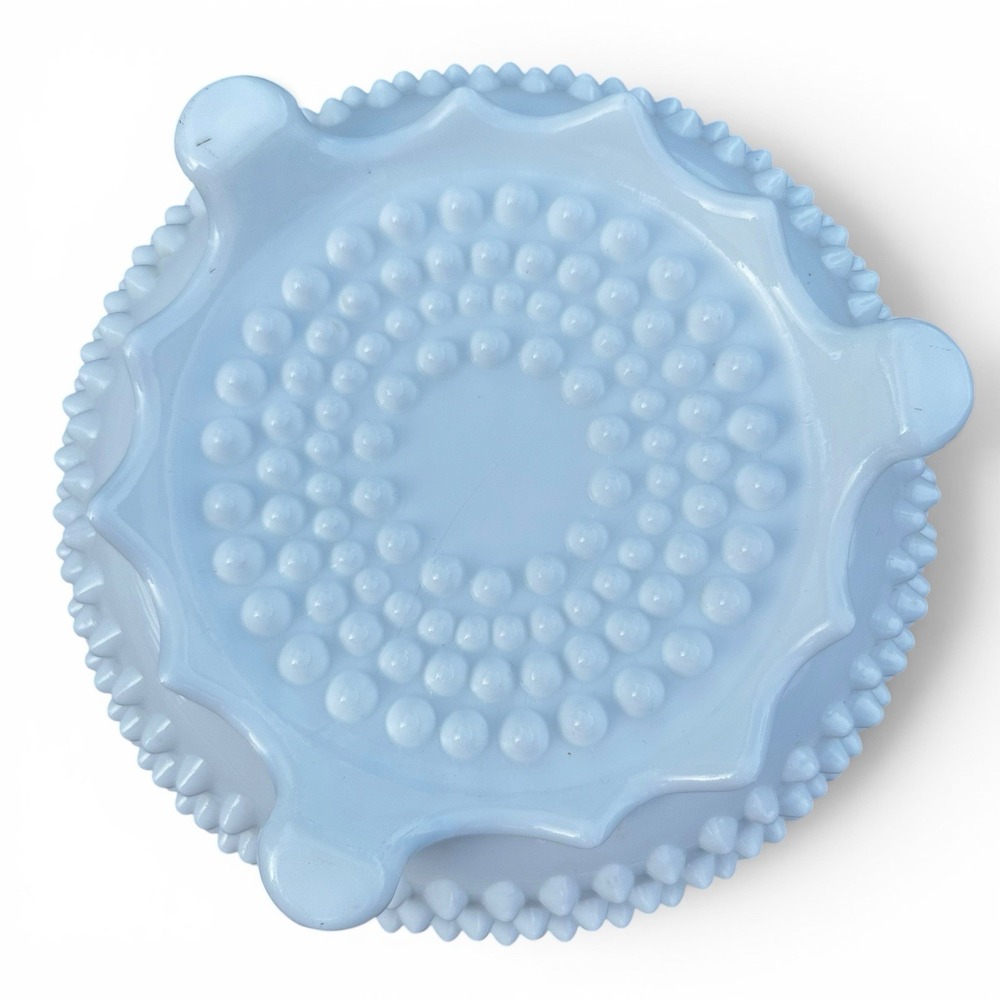 Fenton Milk Glass Hobnail 3 Toed Footed Bowl Candy Dish White 8" Wide Vintage - Picture 7 of 8